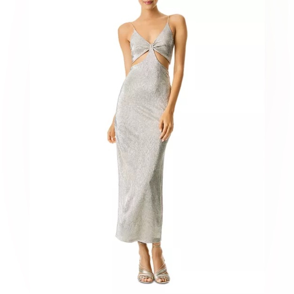 Alice + Olivia Metallic Backless Gown
